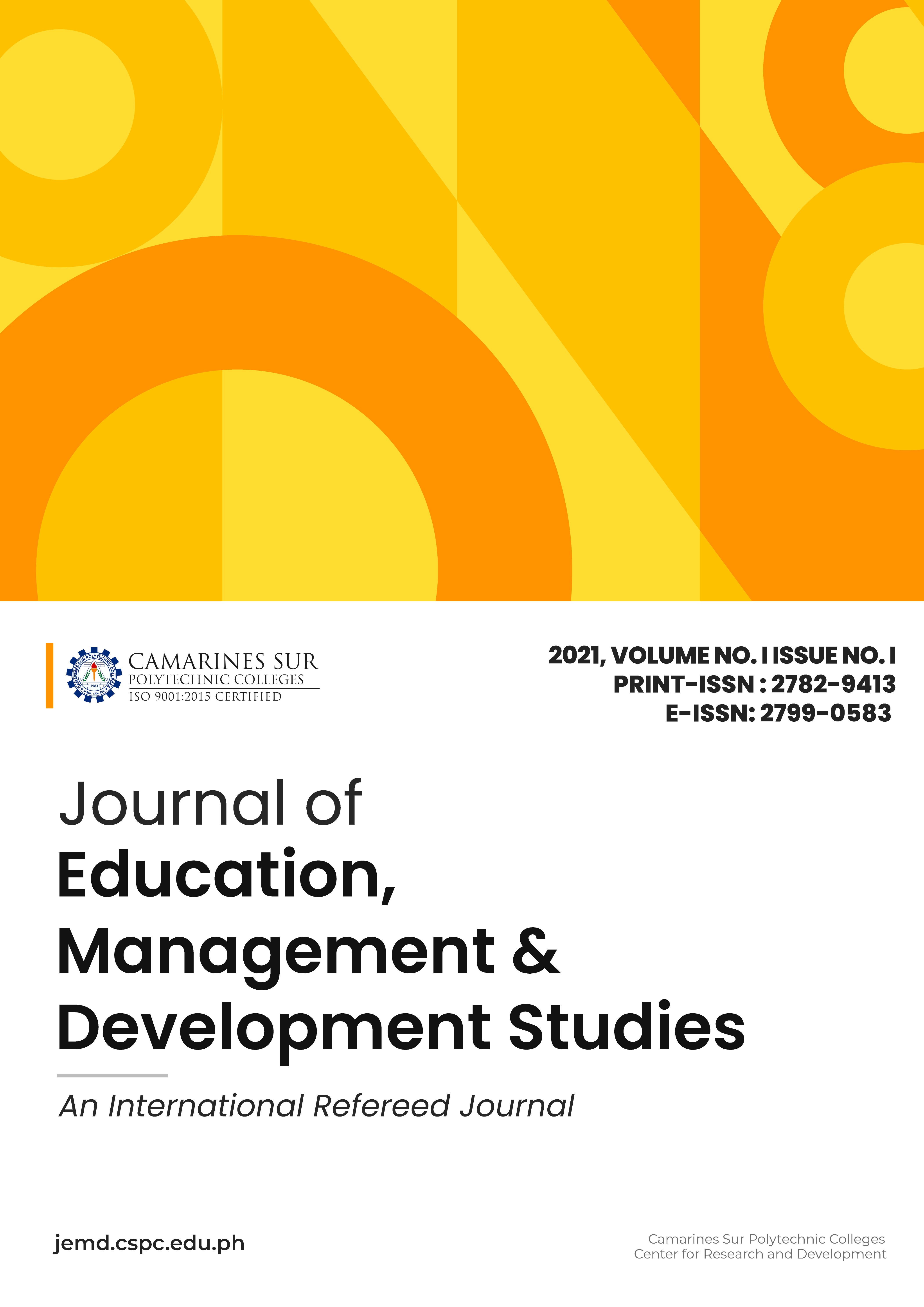 Journal of Education, Management and Development Studies Vol. 1 No. 1 (2021): June Issue